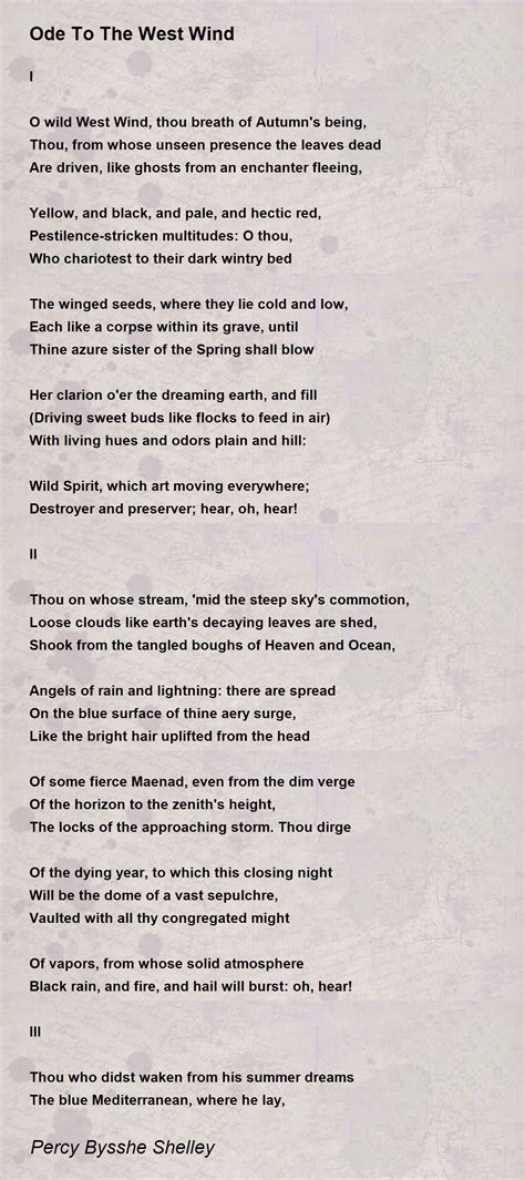 Ode To The West Wind Ode To The West Wind Poem By Percy Bysshe Shelley