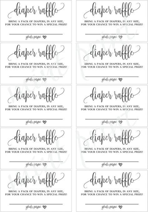 Diaper Raffle Tickets Free Printables