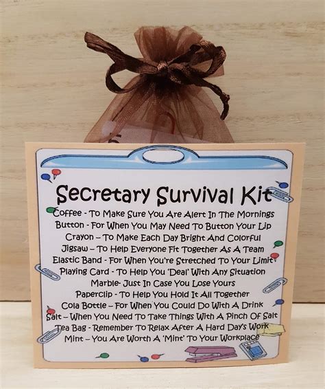 Buy Secretarys Survival Kit Fun Novelty T And Greetings Card