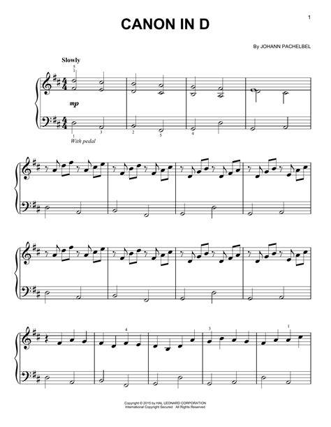 Download the free canon in d piano sheets of bach's masterpiece as pdf files below. Canon In D Sheet Music | Johann Pachelbel | Easy Piano