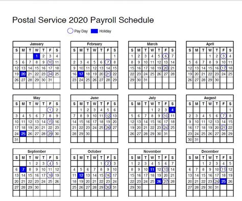 The post office will be closed on the days highlighted in red. USPS calendar: 2020 payroll schedule and holidays ...