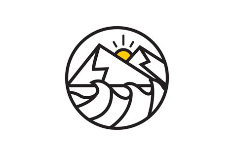 Mountain And Waves Logo Branding And Logo Templates Creative Market