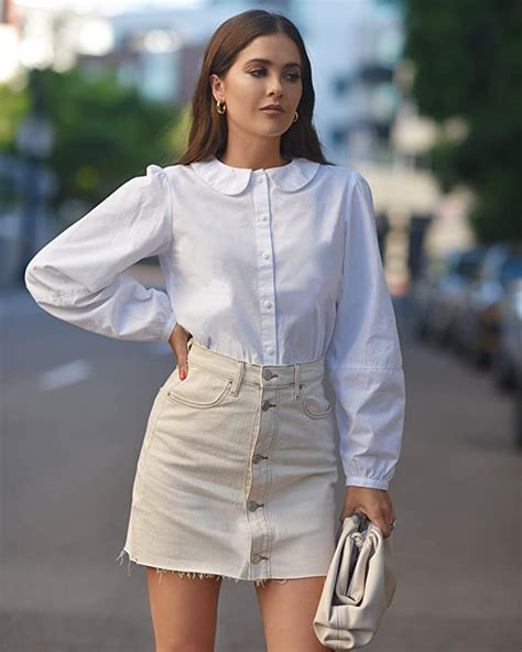 The Drop Womens White Peter Pan Collar Button Down Shirt By