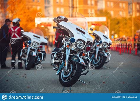 Police Motorcycles Parked On The Road Editorial Photography Image Of