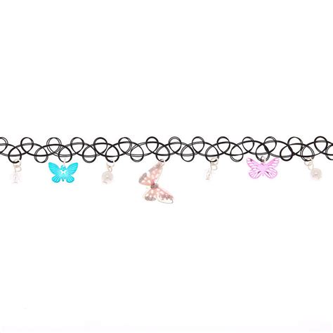 Butterfly Charm Tattoo Choker Necklace Claires