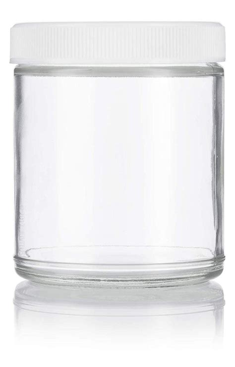 Clear Glass Jar With White Ribbed Foam Lined Lid 6 Pack