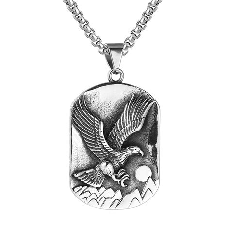 Men American Eagle Hawk Pendant Necklace Vintage Spiritual Stainless