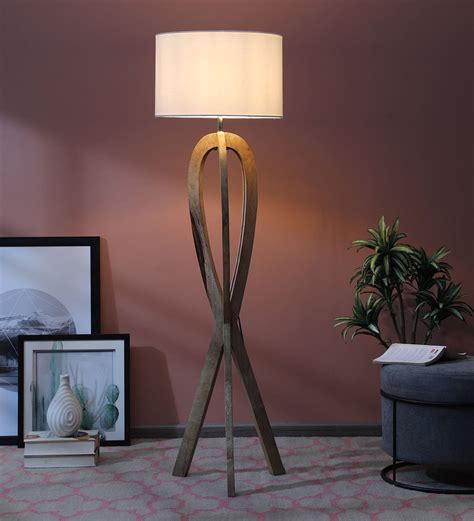 Buy White Shade Floor Lamp With Wood Base By Sapphire Online Modern