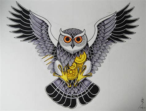 Owl Tattoo Design For Chest Piece Pen And Ink Steven Barlow Flickr