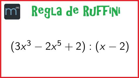 Regla de Ruffini división de polinomios YouTube