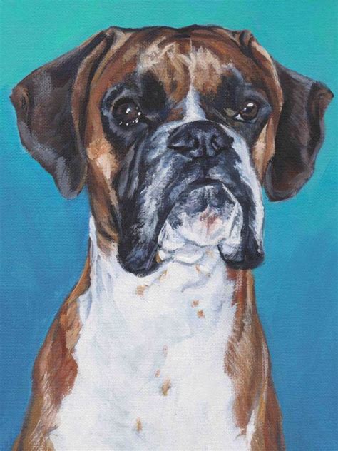 Boxer Dog Art Canvas Print Of La Shepard Painting 12x16 Boxer Portrait