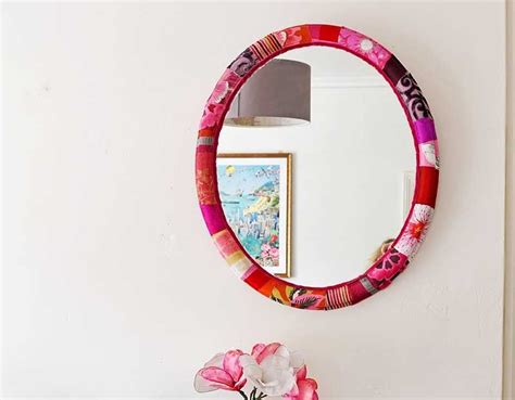 Gorgeous Fabric Covered Mirror Upcycle Mirror Upcycle Mirror Crafts