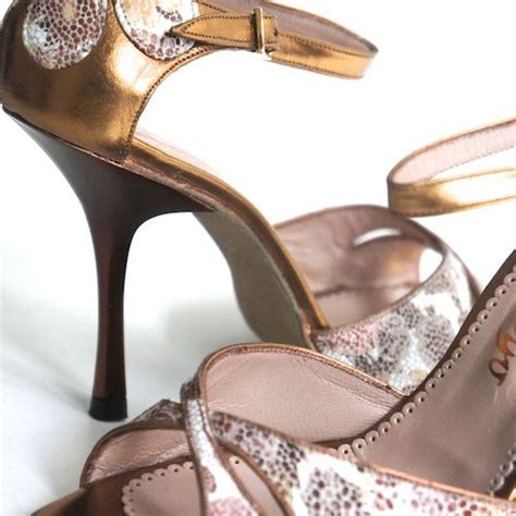 argentine tango shoes from neotango shoes leather shoes bronze leather flower printed leather