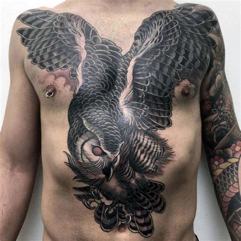 70 Owl Chest Tattoo Designs For Men Nocturnal Ink Ideas Owl Tattoo