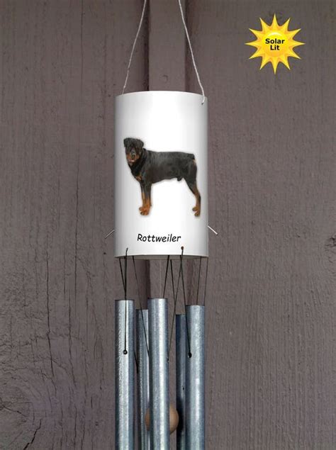 Rottweiler Yard Art Pvc Wind Chime With Solar Light