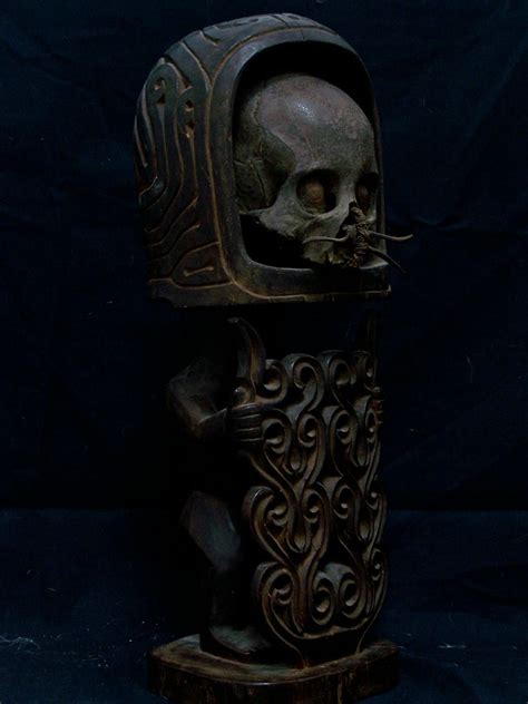 Tribal Human Skulls Korwar Ancestor Skull Fabulous Encrusted Patina