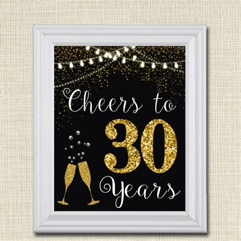 Cheers To Thirty Years Cheers To 30 Years 30th Wedding Sign 30th