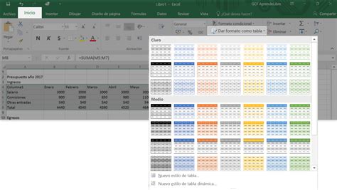 Excel 2016 Cómo Dar Formato A Una Tabla En Excel 2016