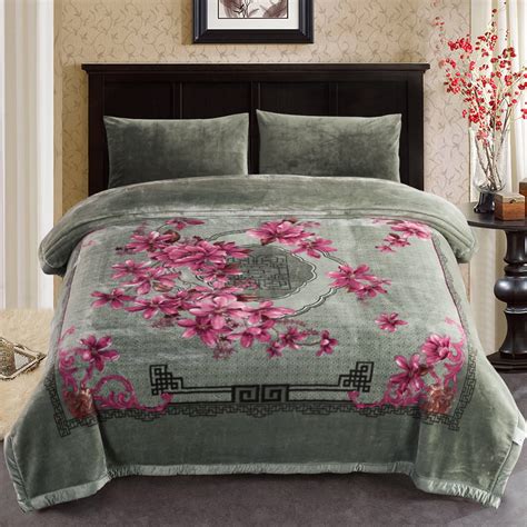 Thick Warm Winter Fleece Blanket For King Bed 2 Ply Reversible Soft Raschel Blanket85x9310lb