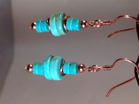 Turquoise Heishi Bead Earrings Etsy
