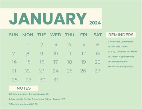 Printable January 2024 Calendar In Eps Illustrator  Word Svg