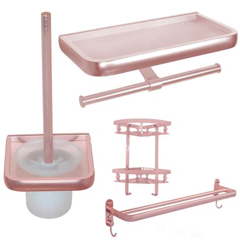 Unique Pink Bathroom Accessories Sets Aluminum Wall Mount