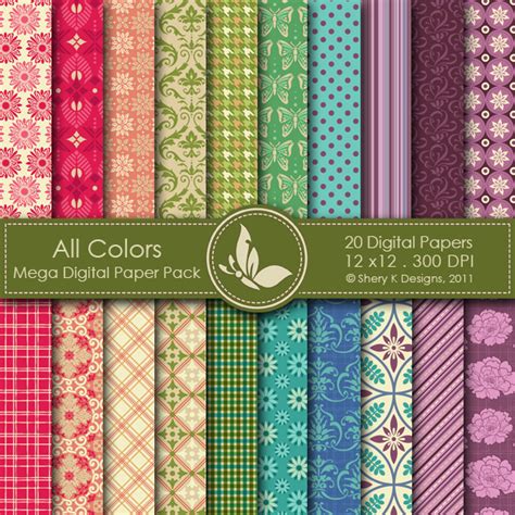 All Colors Digital Paper Pack Shery K Designs