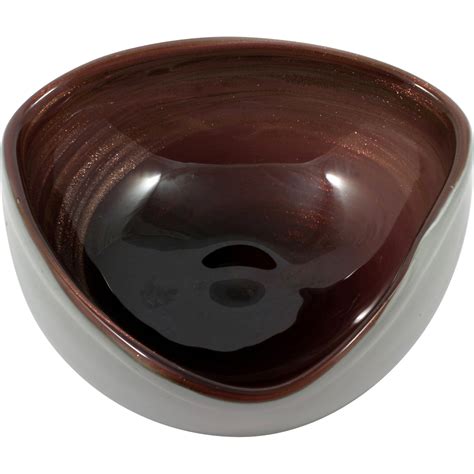 Murano Glass Amethyst Art Glass Bowl With Aventurine Italian Vintage
