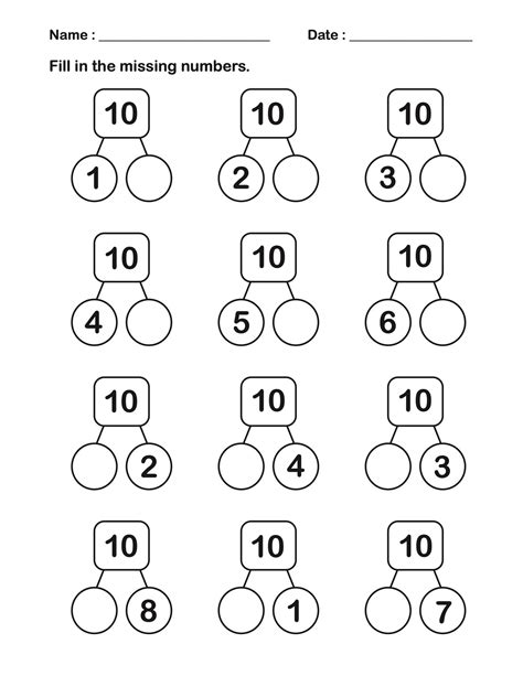 Number Bonds Practice Worksheets Home Schooling Practice Sheets Maths