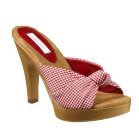 Womens Red Checkered Heels Daisy Duke Shoes Sandals Ebay