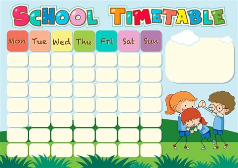 School Timetable Template With Outdoor Theme 684859 Vector Art At Vecteezy