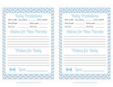Prediction And Advice Baby Shower Activity Little Man Baby Shower Theme