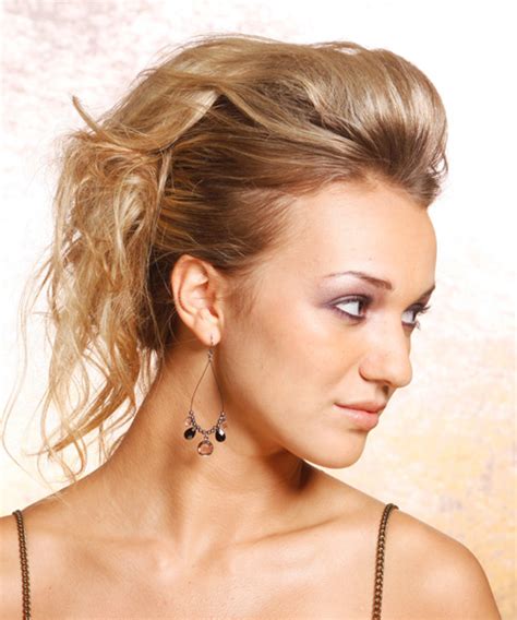 The hairstyle is straight but boasts of thickness and shiny glamour. Straight Casual Updo Hairstyle - Dark Blonde Hair Color