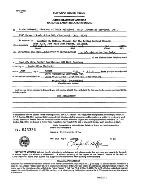 Nlrb Subpoena Form Fill Out And Sign Online Dochub