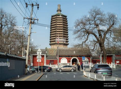 Brick And Stone Pagoda Of The Tianning Temple In Beijing China Stock