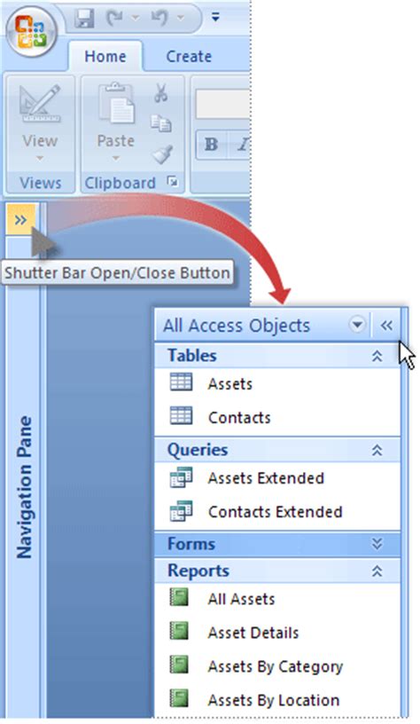 Manage Database Objects In The Navigation Pane Access