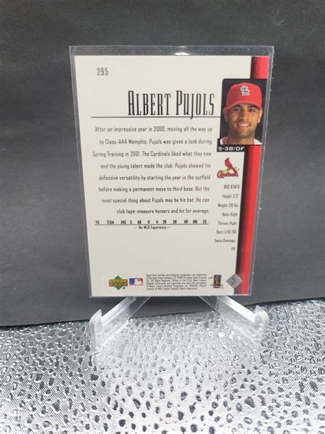 2001 Albert Pujols Upper Deck 295 Rookie Card Rc Stl Cardinals Ebay