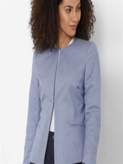 Buy Allen Solly Woman Blue Solid Single Breasted Blazers Blazers For