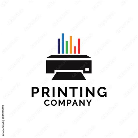 Printing Company Logo Design With Printer Graphics And Colorful Chart