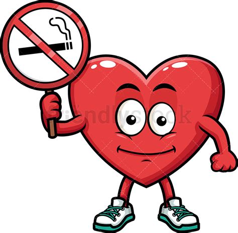 Heart Holding No Smoking Sign Cartoon Vector Clipart