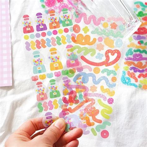 Confetti Sticker Sheet Holographic Stickers Cotton Candy Etsy