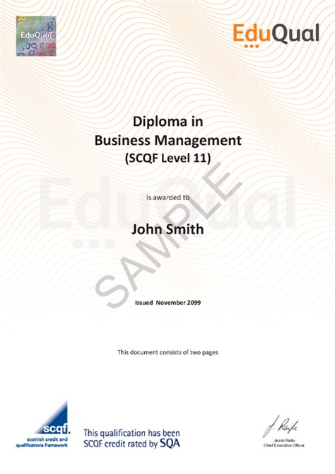 Diploma In Business Management Scqf Level 11 Eduqual