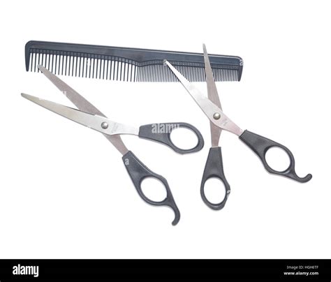 Scissors Comb Isolated On White Background Stock Photo Alamy