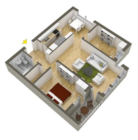 Plano De Departamento Pequeño Forma Cuadrada Two Bedroom House Design