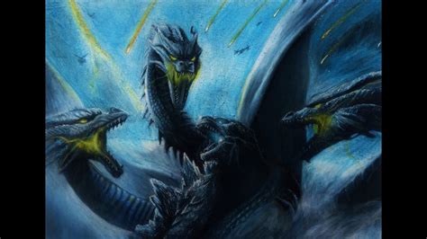 Speed Drawing Godzilla Vs King Ghidorah Godzilla King Of The Monsters