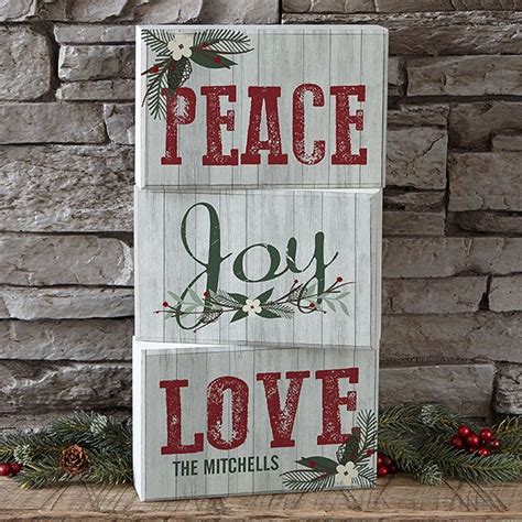 Personalized Wood Blocks Peace Love Joy