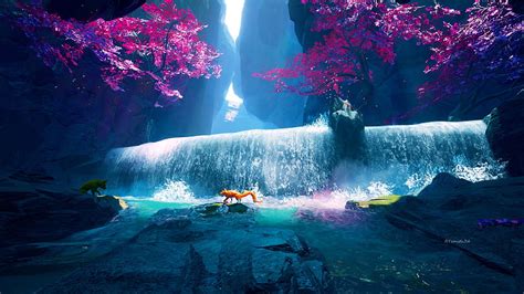Purple Waterfall Study Ue4 Tyler Hd Wallpaper Pxfuel