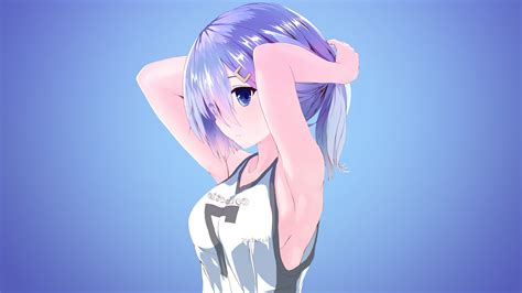Wallpaper Illustration Simple Background Anime Girls Blue Hair