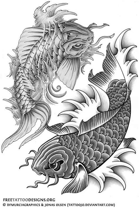 Black And White Koi Fish Tattoos Design Arte de tatuaje japonés Arte