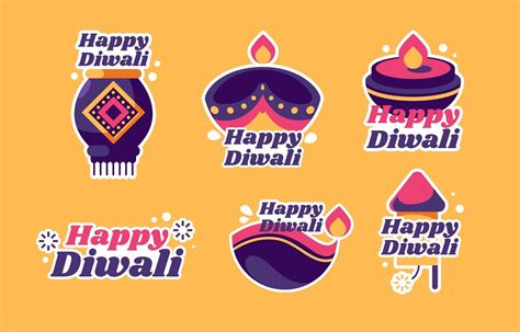 Happy Diwali Festival Sticker Collection 3323523 Vector Art At Vecteezy